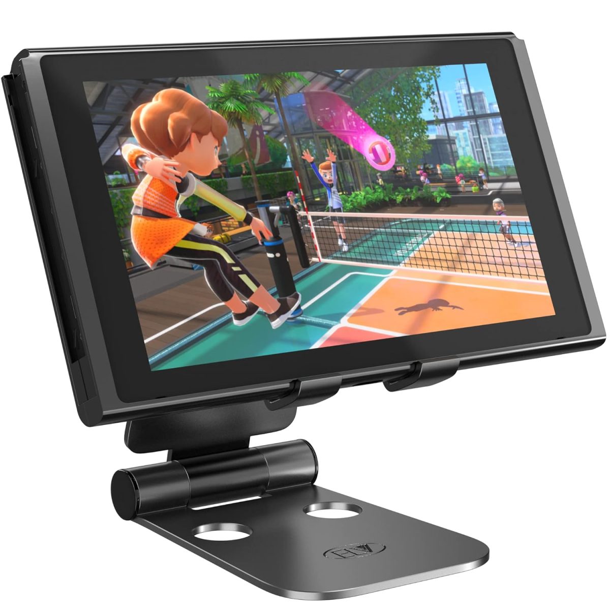 ELV Aluminum Adjustable Mobile Phone Foldable Holder Tabletop Stand, Dock Mount for All Smartphones, Tabs, Kindle, iPad (Black) - Image 7