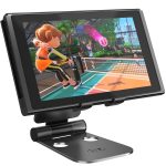 ELV Aluminum Adjustable Mobile Phone Foldable Holder Tabletop Stand, Dock Mount for All Smartphones, Tabs, Kindle, iPad (Black) - Image 7