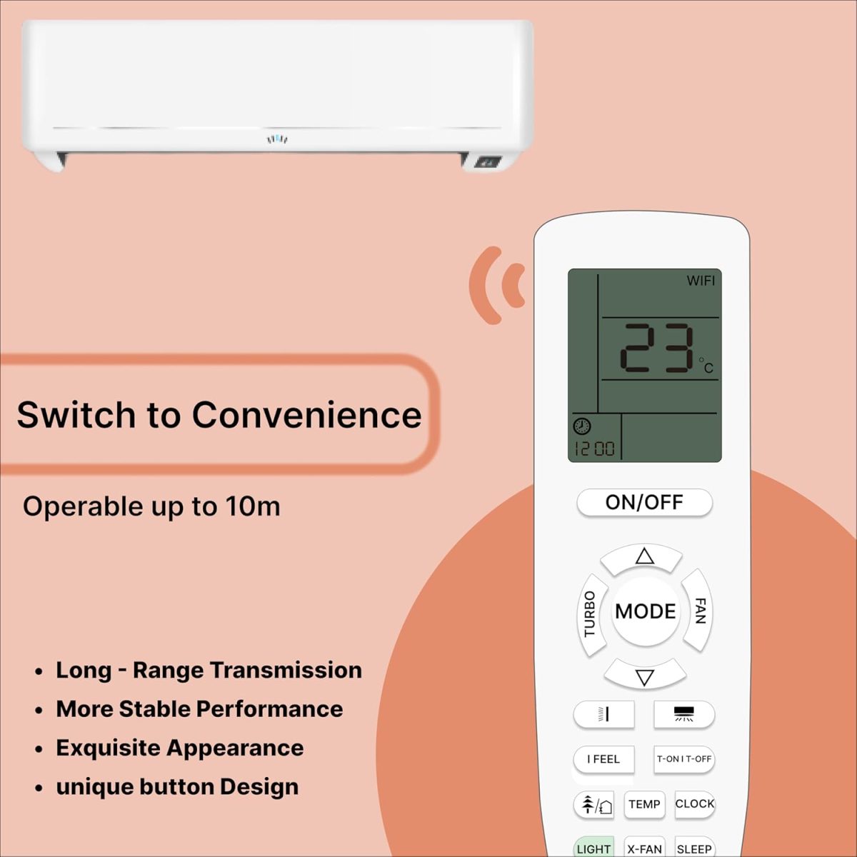 ZIEVA Compatible with Onida AC Remote Replacement for 1, 1.5, 2 ton Split/Window Air Conditioner - Please Match The Original Remote (AC 206) - Image 2