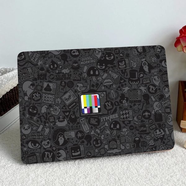 ISEE 360® Black n White Laptop Skin Vinyl Stickers for All Laptop Multicolour Size L X H 16 X 11 Inch