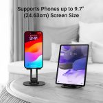ZEBRONICS MTS200, Foldable Mobile Holder, Upto 9.6 inches, 360° Rotatable, Stepless Multi Angle Adjustment, Anti-Skid Base & Resting pad, Lightweight & Handy, Compatible with Mobile & Tablet (Black) - Image 2