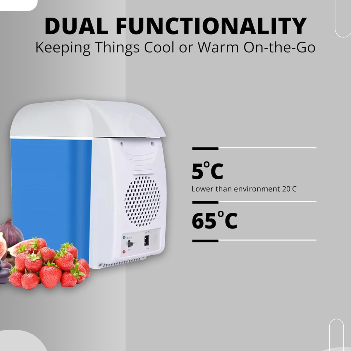 Robustt Mini Refrigerator - Frost Free Compact And Portable With 7.5 Liter Capacity, Food Grade, Low Noise And Thickened Inner Liner, Suitable For Car Use (Pack Of 2) Blue - Image 5
