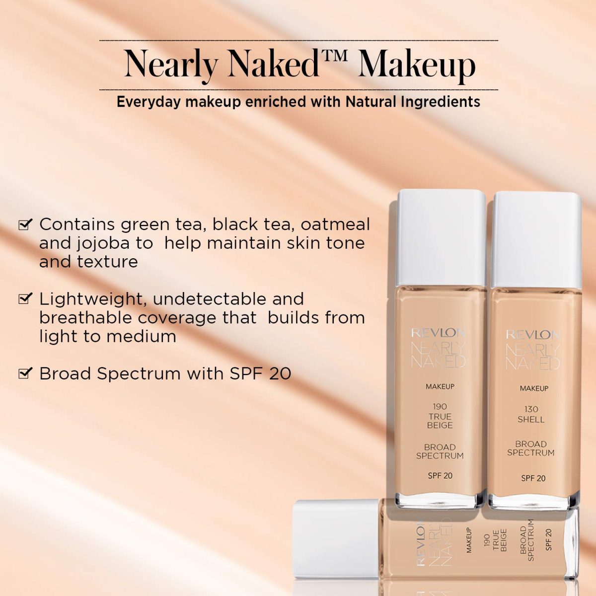 Revlon Nearly Naked Make Up Spf 20 Liquid Foundation, Shell Natural Finish - Image 4