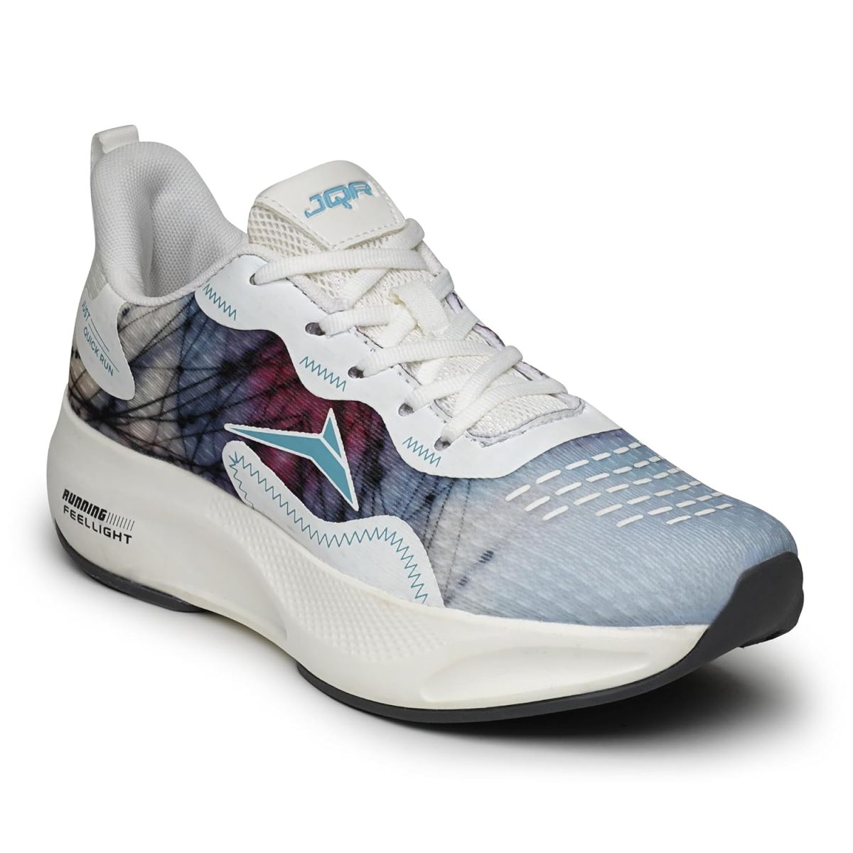 JQR Bella-N White Sports Shoe for Men | Breathable Mesh | Shock Absorption | Non-Slip | Lightweight & Comfortable | Stylish & Durable for Gym, Walking, Jogging & Casual Use for Everyday Wear