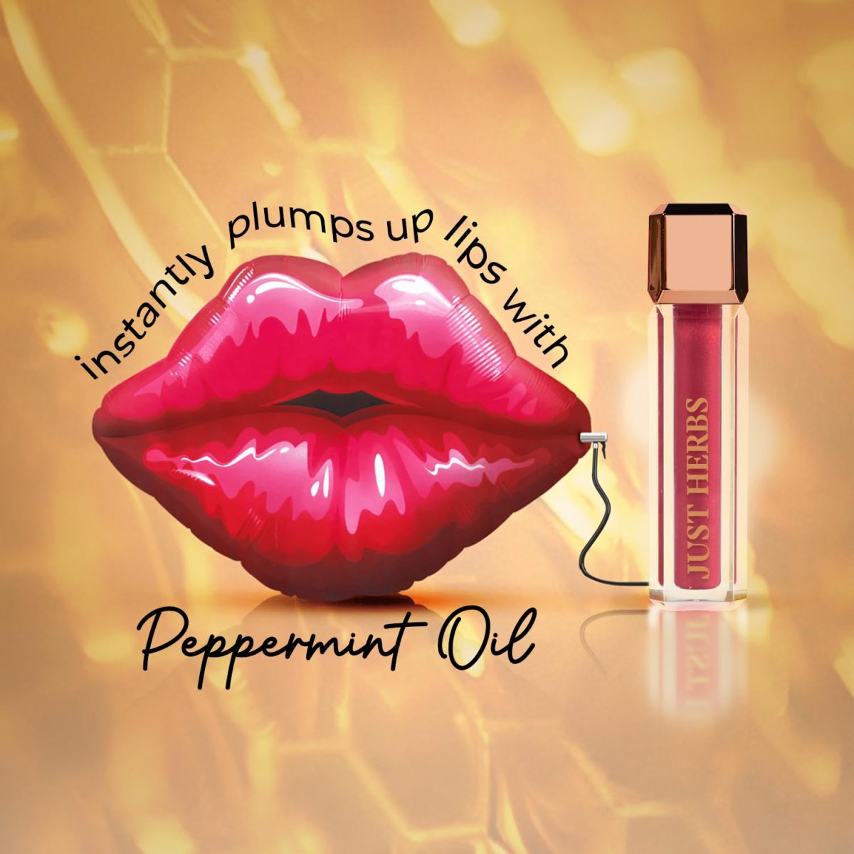 Just Herbs Lip Honey Plumping Gloss with Plant Vitamin C & Peppermint Oil (Honey Dew, 4 ml) - Image 9
