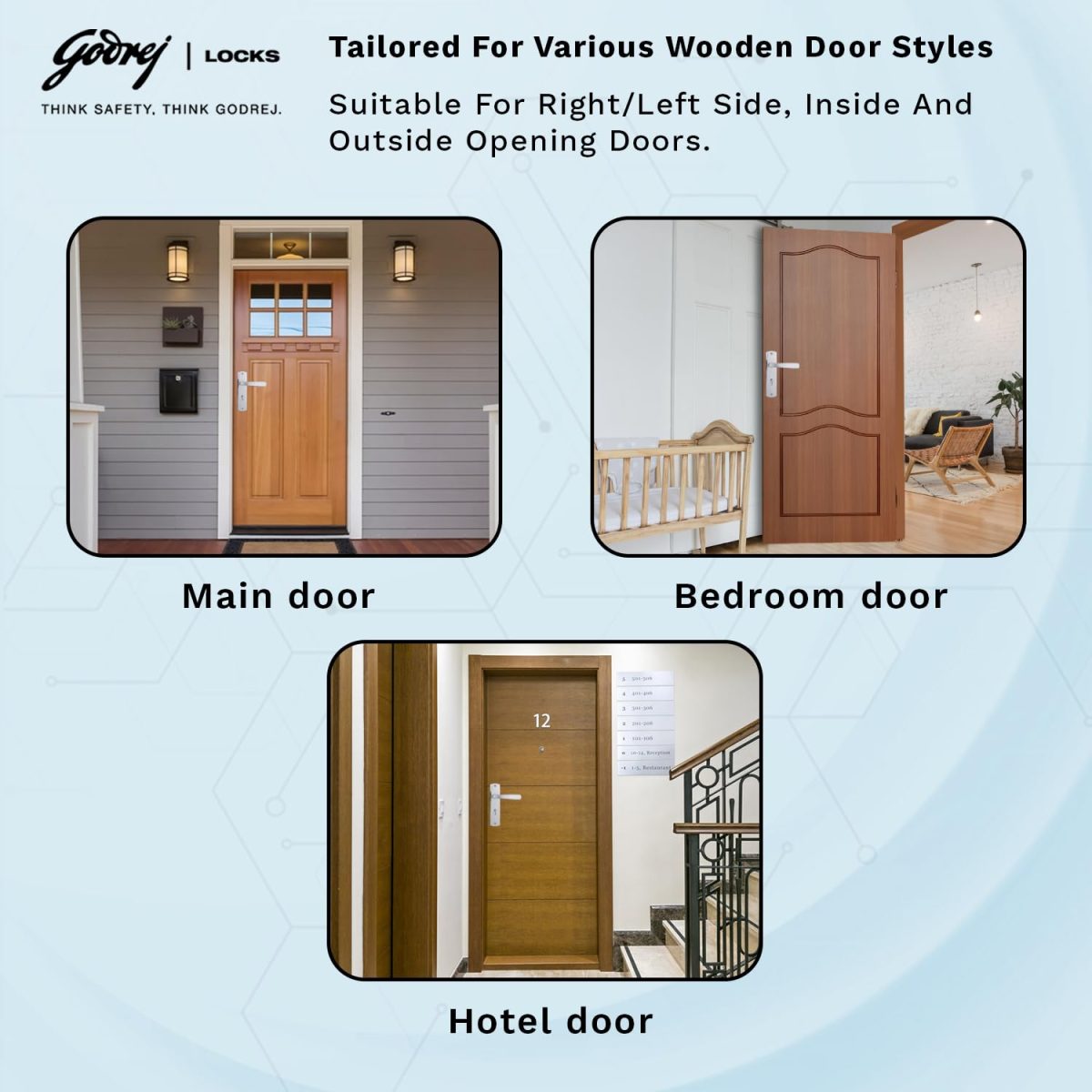 Godrej Mortise Door Lock Handle Set | 175mm ELC 06 | 6-Lever Locking Mechanism | Suitable for Doors (Satin Steel Finish) | 1 Years Warranty - Image 5