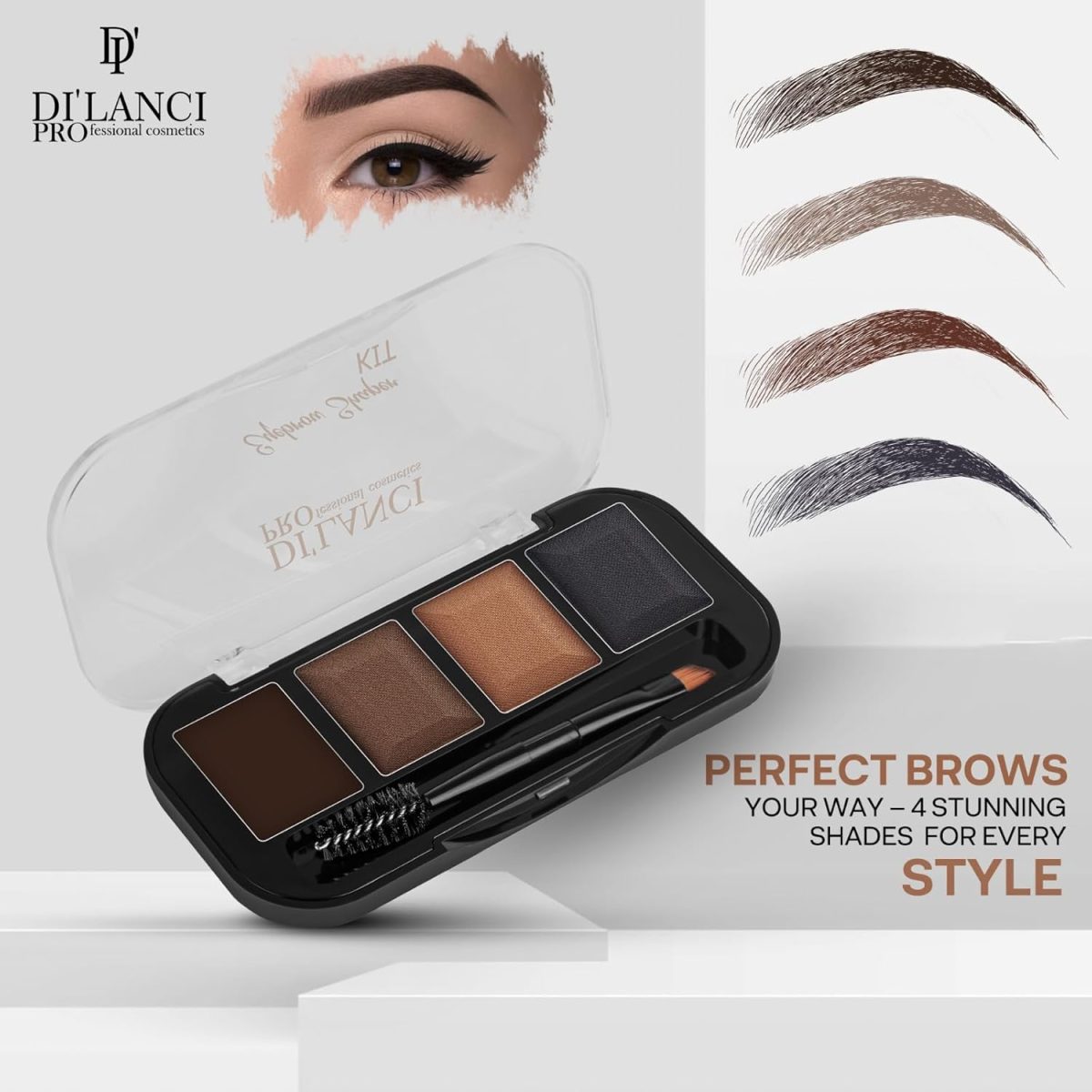 Dilanci Professional Eyebrow Shaping Kit | 2 Shade Palette with Brush | Define, Shape & Enhance | Perfect for Beginners & Professionals - Image 6