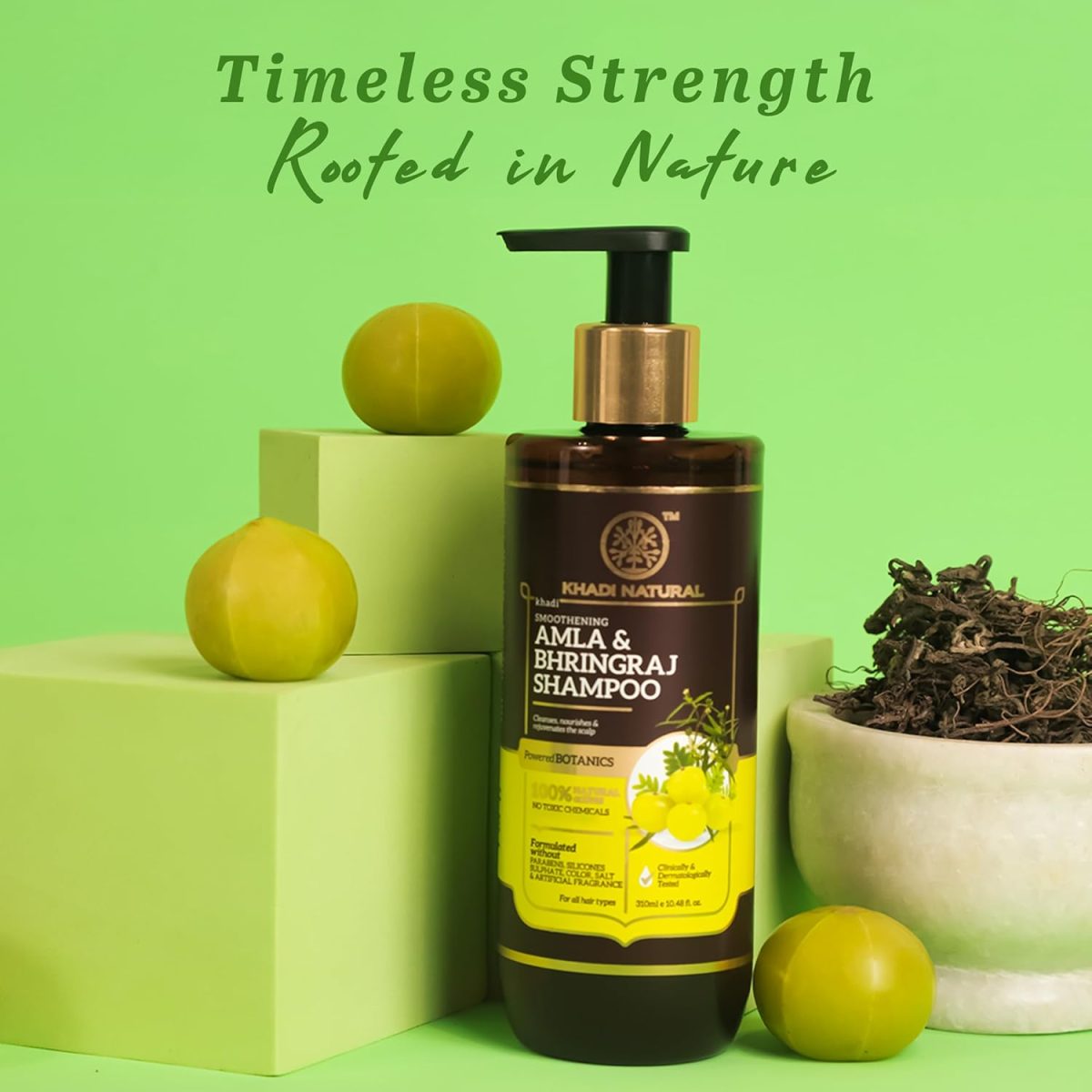 Khadi Natural Amla & Bhringraj Shampoo | Smoothes & Softens Hair | SLS & Paraben Free | Powered by Botanicals | Suitable for All Hair Types | 310ml - Image 3