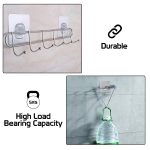 ZURATO Stainless Steel Bathroom Wall Hook 6 Hooks Cloth Hanger Bathroom Wall Door Hook Magic Sticker Self Adhesive for Bathroom Towel Rail Kitchen Hanger Hooks Capacity-5 Kg, Silver - Image 4