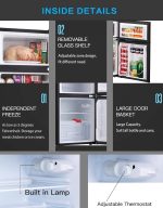 LEONARD USA 115 L Inverter Double Door Mini Fridge for Home Small Fridge with Separate Deep Freezer Compartment & Interior Light for Bar (Based on American Technology) (Black & Silver) - Image 5