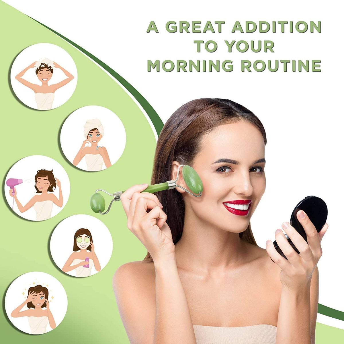 Truweo Jade Roller And Gua Sha Scraping Massage Tool - Himalayan Anti-Aging Natural Facial Jade Stone Set - Face Eye Neck Beauty Roller For Slimming And Firming - Rejuvenate Skin And Remove Wrinkles - Image 7