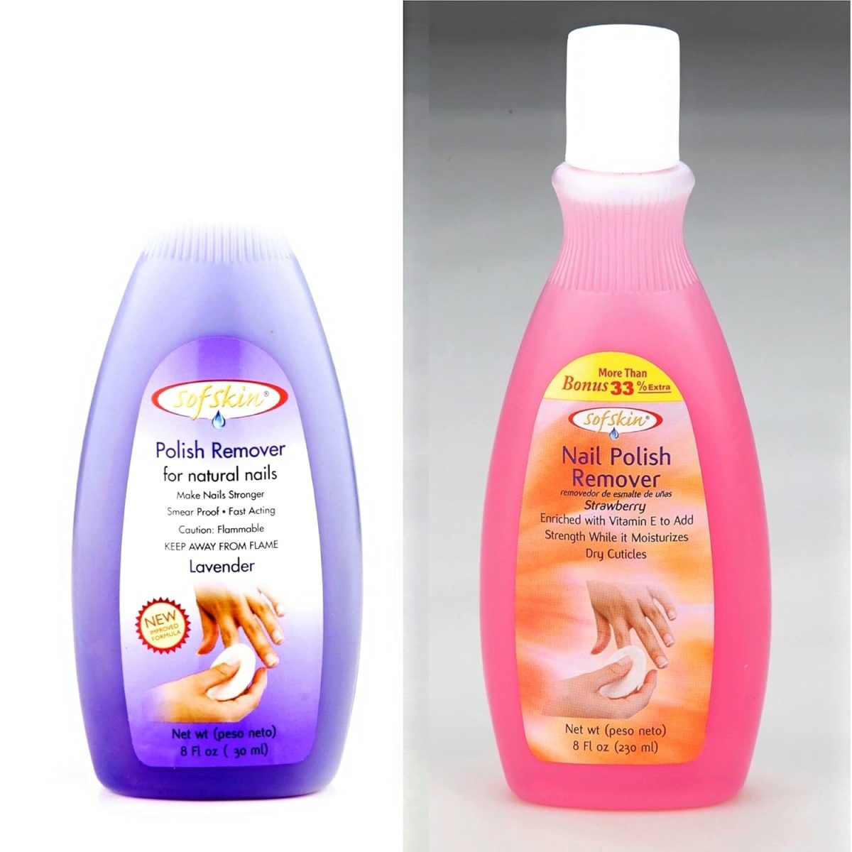 SOFSKIN (American Brand) Acetone Nail Polish Removers & Cuticles Moisturizer Combo (Lavender, Lemon & Strawberry) 230 ml each = 690 ml - Image 7