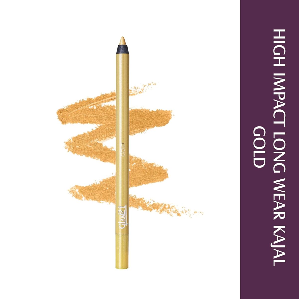 Glam21 High Impact Long Wear Kajal with Sharpener| Highly-pigmented Long-lasting | Gold - Image 2