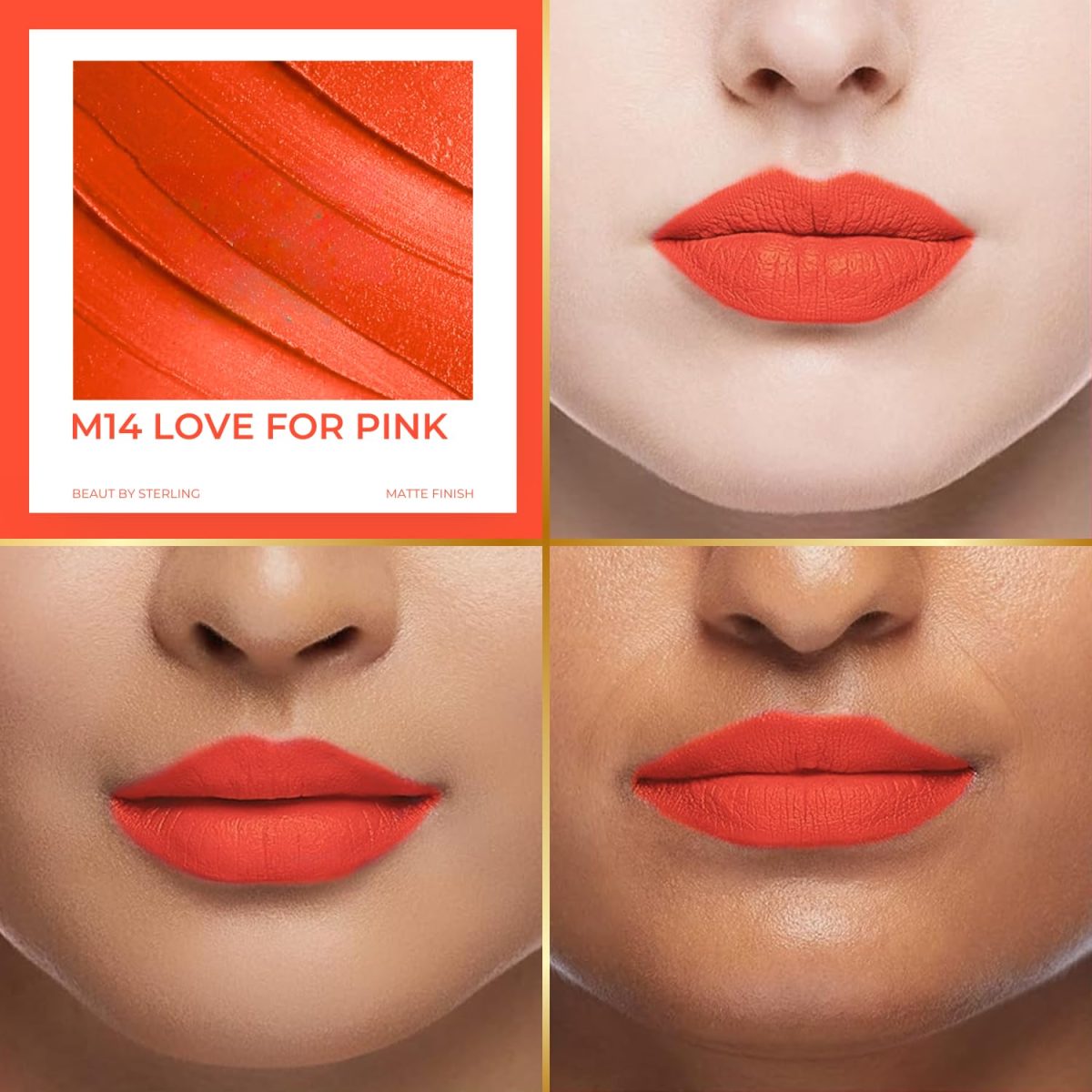 Beaut by Sterling Velvet Series Matte Lipstick for Women (4g) | Long Lasting, Non-Sticky, Intense Color, Paraben-Free, Luxurious Texture, Peach Love - Image 2