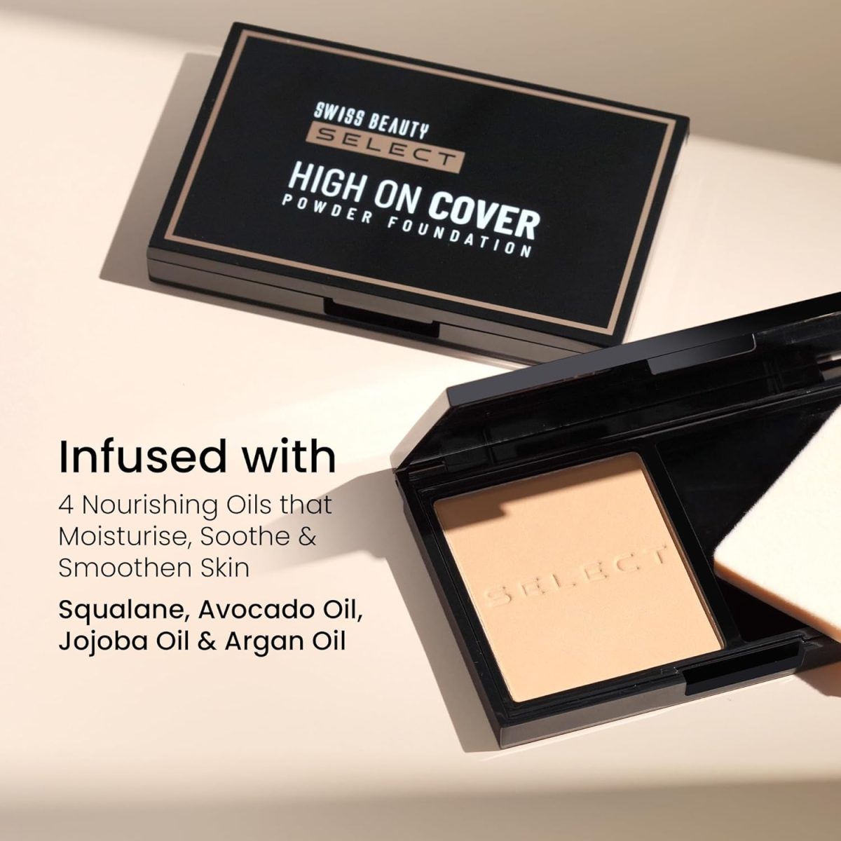Swiss Beauty Select High On Cover Powder Foundation with sponge | Waterproof & Oil Controlling | 16-Hour wear | Shade 02 Light Natural, 5.5g - Image 4