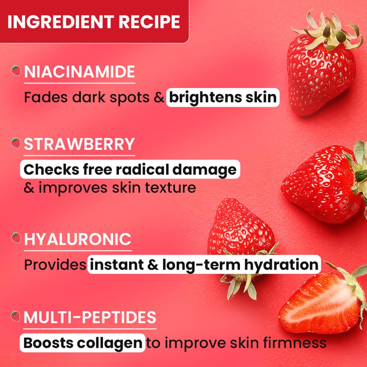 Dot & Key Strawberry Brightening Moisturizer | Niacinamide, Peptides & Hyaluronic Acid, Non-sticky, Brightens Skin, Intense Moisturization | Non-Comedogenic & Fragrance Free, Lightweight | 80g - Image 4