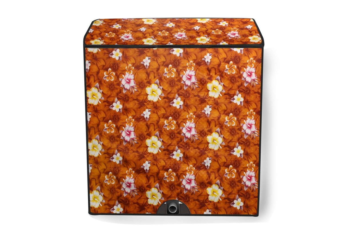 Stylista Washing Machine Cover Compatible for Whirlpool 9.5 kg semi Automatic ACE 9.5 XL Floral Pattern Orange - Image 7
