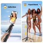 KINGONE Long Selfie Stick with Tripod Stand Aluminum 71inch/180cm, 360° Degree Rotation Selfie Stick Tripod for Phone, Rechargeable Remote & LED Fill Light, 1/4" Screw for Camera Gopro for Vlogging - Image 6