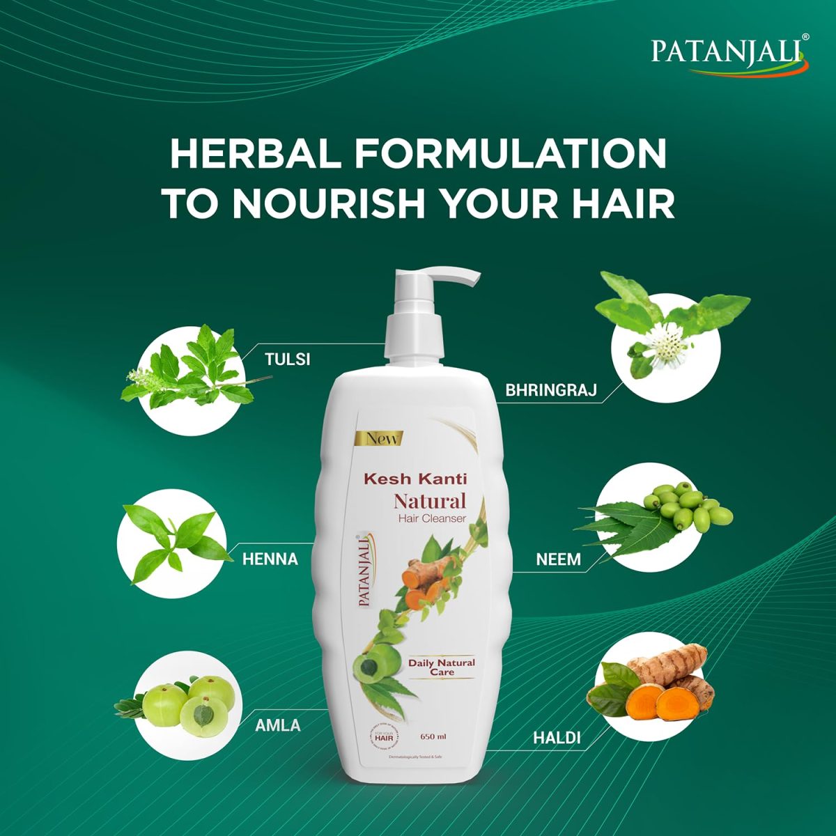 Patanjali Kesh Kanti Hair Cleanser Natural Shampoo, Herbal Care for Healthy Hair, Suitable for All Hair Types (650 Ml) - Image 5