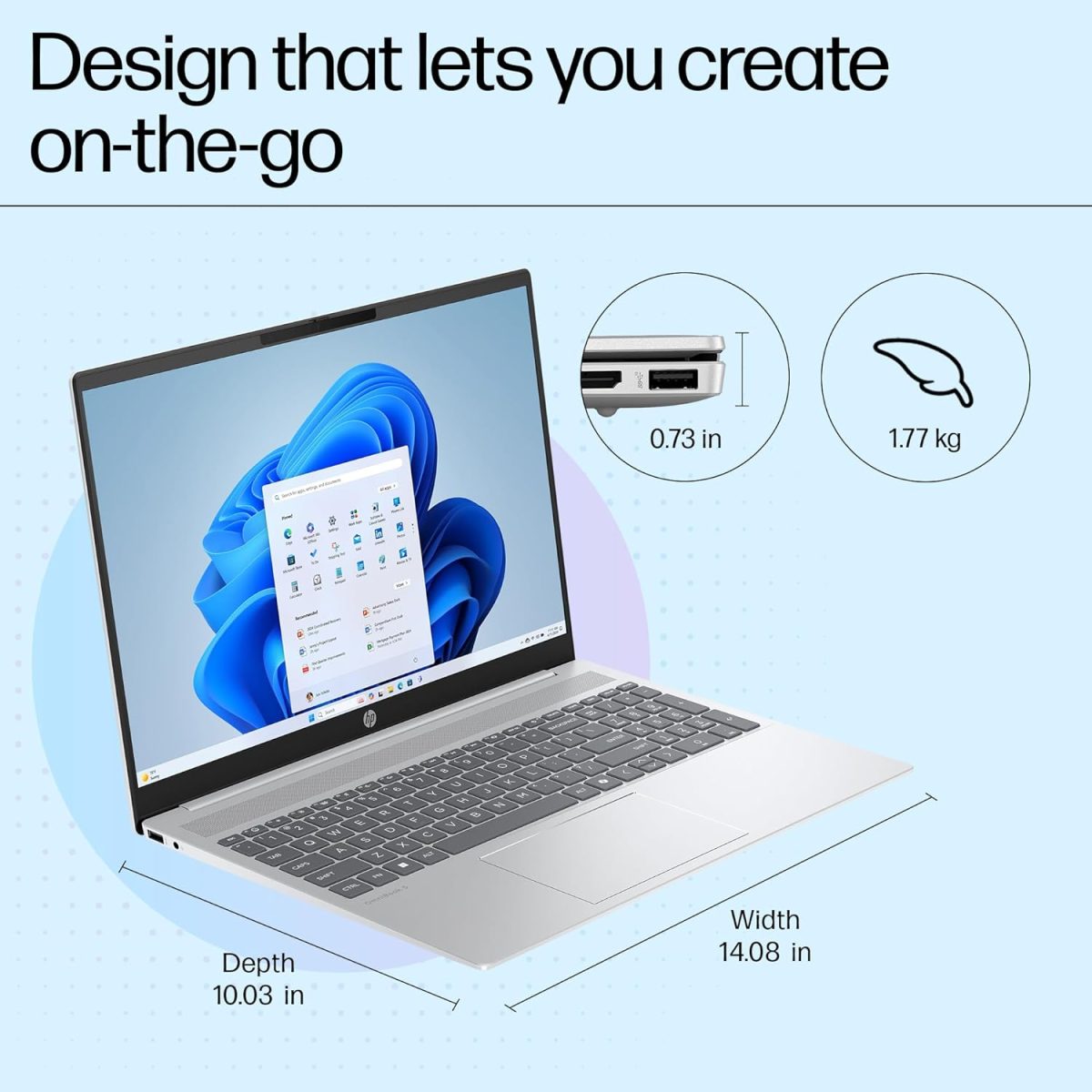 HP OmniBook 5 (Previously Pavilion) 13th Gen Intel Core i5 1334U (16GB LPDDR5X,512GB SSD) 2K,IPS, 300nits, 16''/40.6cm, Win11,M365 Basic(1yr),Office Home24, Silver,1.79kg, Camera w/Shutter, ba1008TU - Image 10