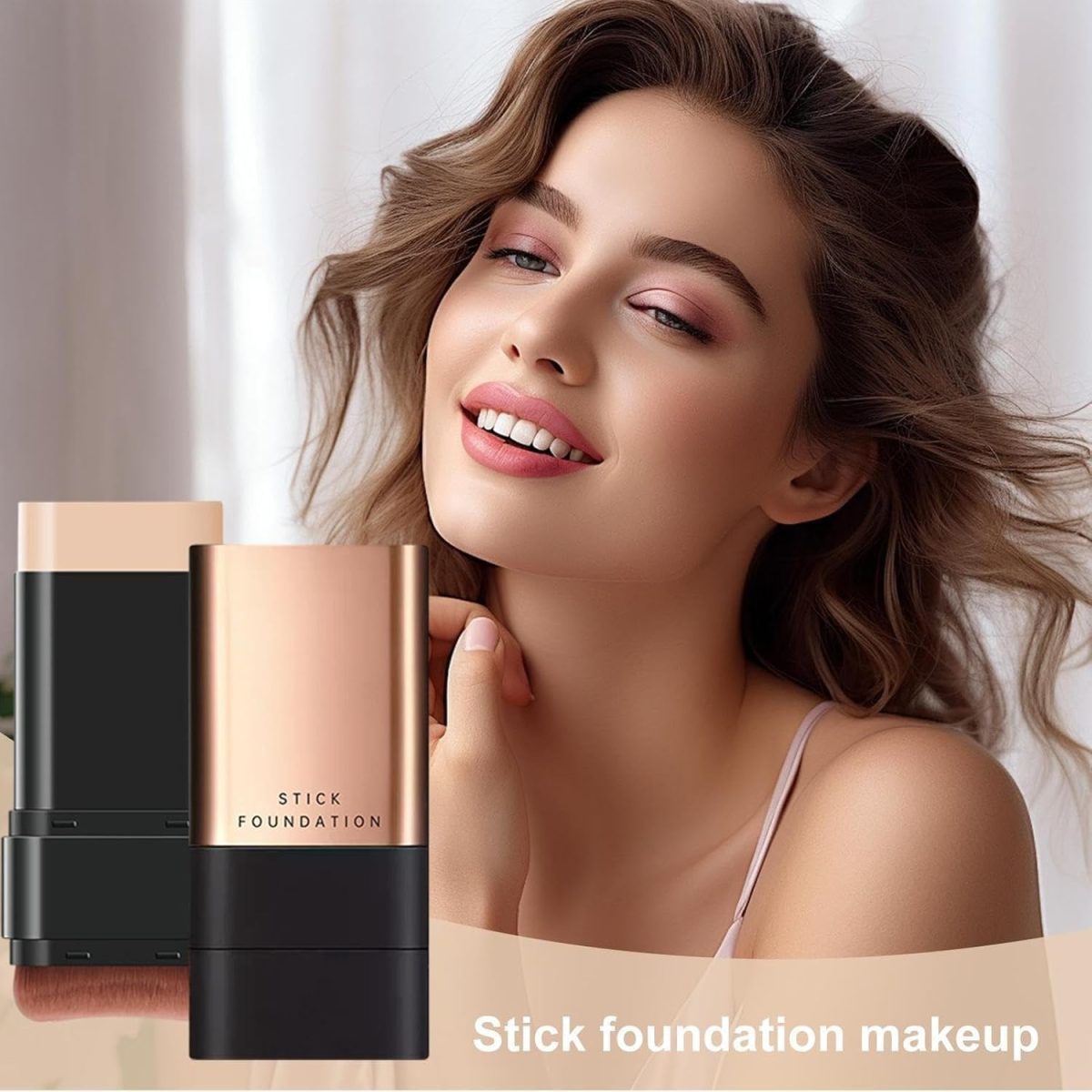 GABANIZ 2 in 1 Luxury Anti-Wrinkle Foundation Stick, Long-Lasting Double Head Foundation Make Up Stick with Brush, (Natural, 1 PCS) - Image 3