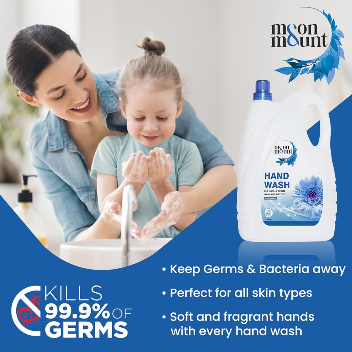 Moon & Mount Hand Wash Protection from Germs, Hand Wash Liquids 5 Liter Liquid Handwash for Everyday Use (Fresh) - Image 5