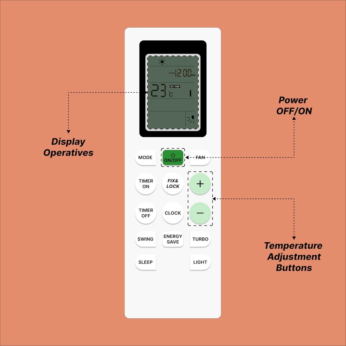 ZIEVA Compatible with Bluestar AC Remote Replacement for 1, 1.5, 2 ton Split/Window Air Conditioner - Please Match The Original Remote (AC 226 A) - Image 6