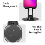 ZEBRONICS MTS200, Foldable Mobile Holder, Upto 9.6 inches, 360° Rotatable, Stepless Multi Angle Adjustment, Anti-Skid Base & Resting pad, Lightweight & Handy, Compatible with Mobile & Tablet (Black) - Image 7