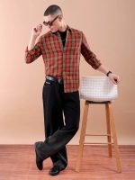 The Indian Garage Co Men's Cotton Regular Fit Checkered Full Sleeves Cutaway Collar Casual Shirt - Image 6