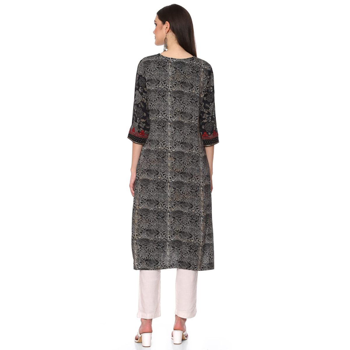 BIBA Women Rayon Straight Printed Kurta - Image 4