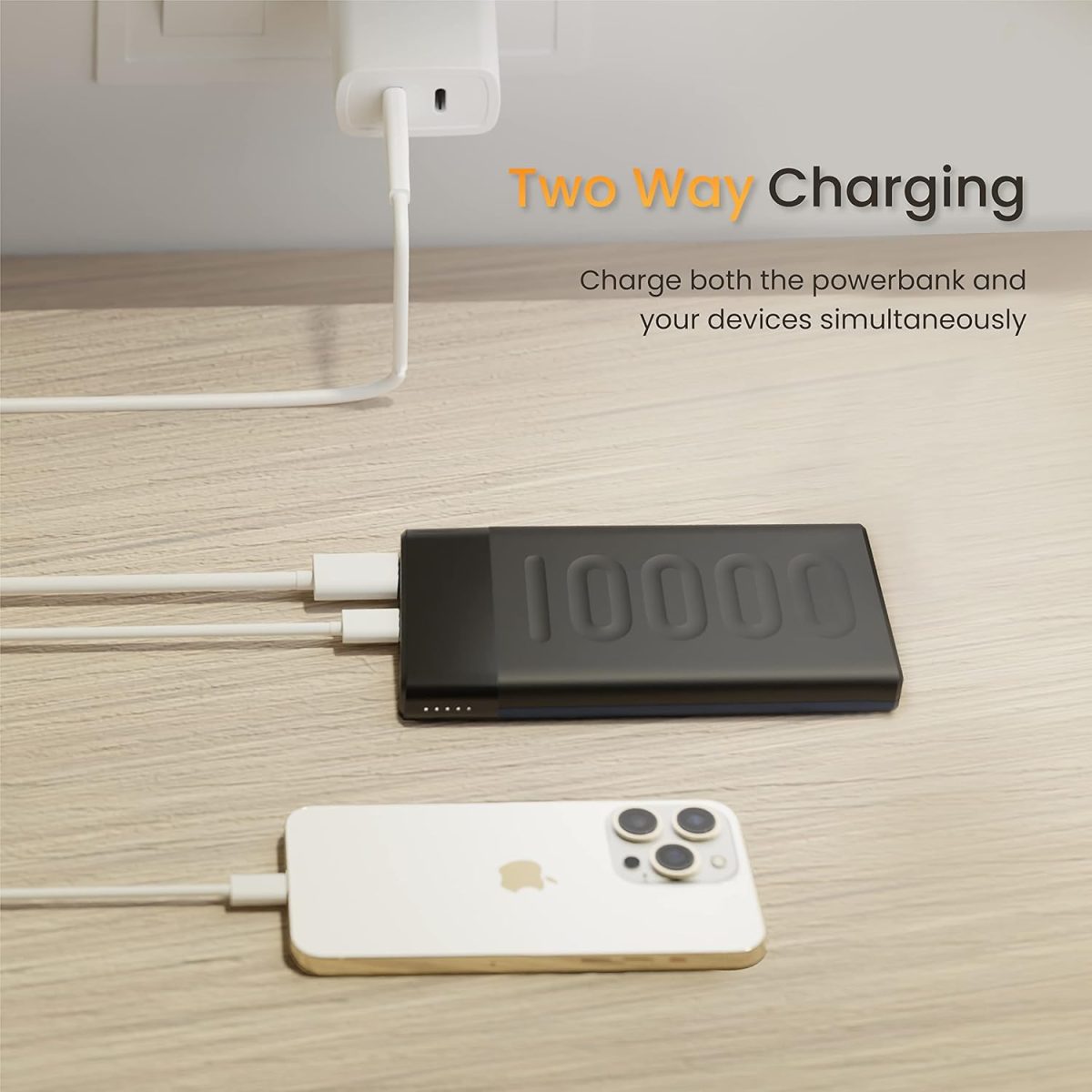 Ambrane 10000mAh Slim & Compact Powerbank, 22.5W Fast Charging, USB & Type C Output, Power Delivery, Quick Charge for iPhone, Android & Other Devices, Made in India + Type C Cable (Stylo 10, Black) - Image 7