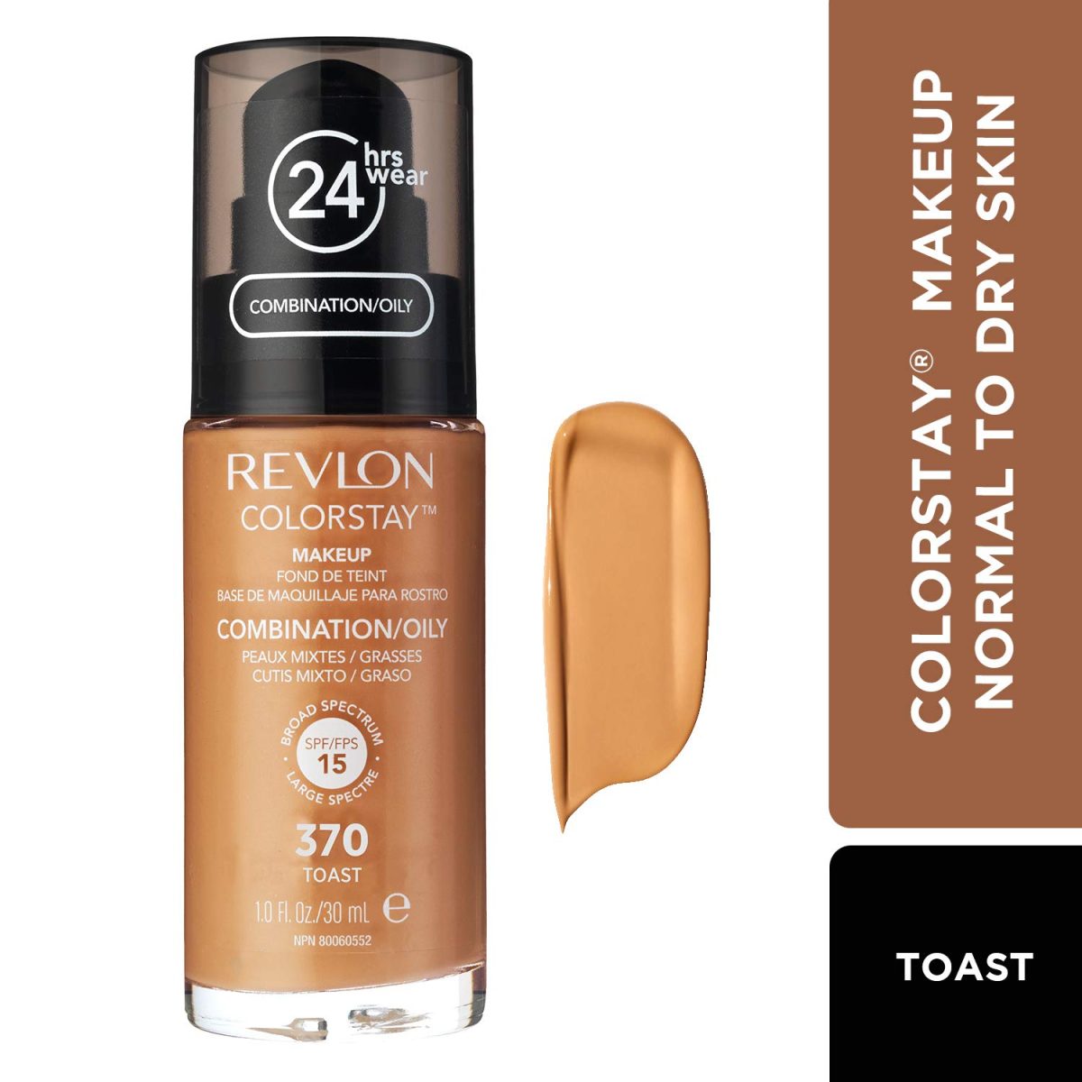 Revlon Colorstay Liquid Foundation Combination/Oily Skin, SPF 15, Toast, 30ml - Image 2