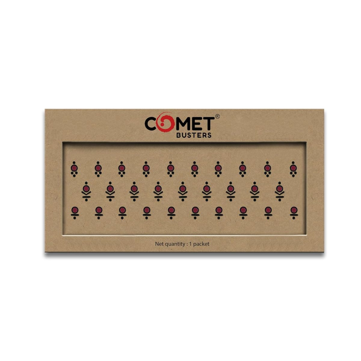 Comet Busters Maroon Abstract Design Bindis With Black Border | Handcrafted Stick-On Bindis (BV2339) - Image 4