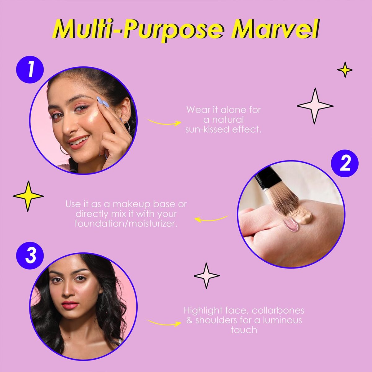 Blue Heaven Prime & Shine Flawless Illuminating Primer + Strobe Cream | Primer + Highlighter + Moisturiser |Infused with Vitamin C and Niacinamide for naturally glowing skin, Silver Pink, 25g - Image 7