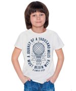 THREADCURRY Journey of Miles | Motivational Inspirational Adventure Quote Cotton Graphic Printed Tshirt for Boys White