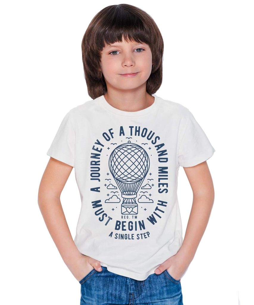 THREADCURRY Journey of Miles | Motivational Inspirational Adventure Quote Cotton Graphic Printed Tshirt for Boys White