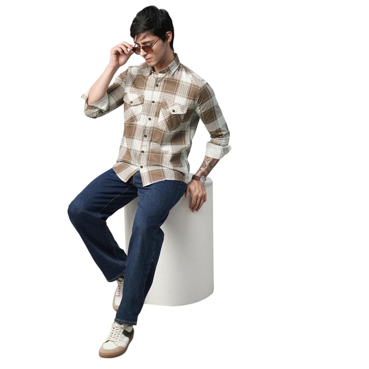 Exclusive Checked Double Pocket Full Sleeves Shirt for Men Multicoloured - Image 6