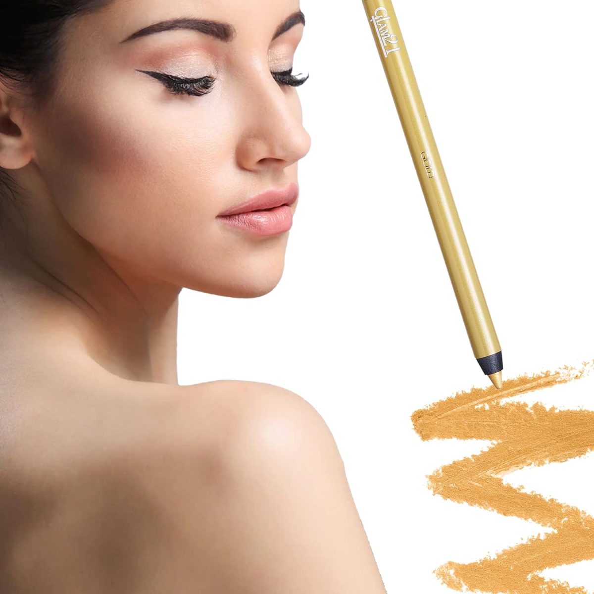 Glam21 High Impact Long Wear Kajal with Sharpener| Highly-pigmented Long-lasting | Gold - Image 4