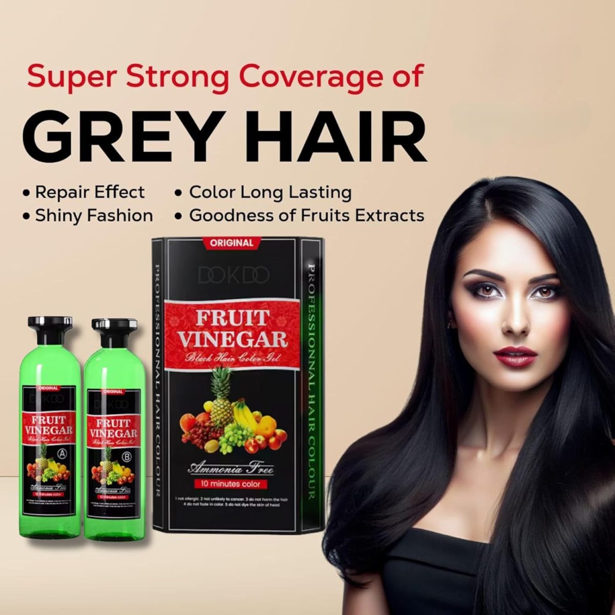 Fruit Vinegar Gel Hair Color For Men & Women, Hair Color Dye for Black Hair (Black, 200ml) - Image 5
