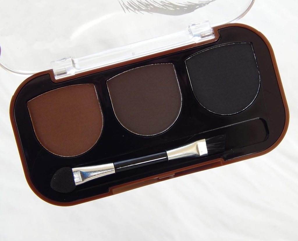 CS 3in-1 eyebrow powder palette,black,brown,dark brown eyebrow powder with application brush (SHADE B)