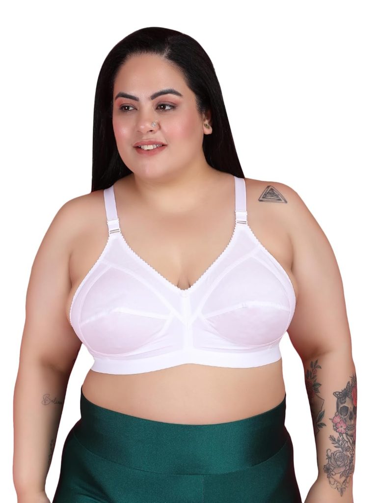 Klassik | Since 1993 | Plus Sizes Bra for Women/Girls Full Coverage, Adjustable/Wide Straps, Everyday 100% Cotton Daily-Use, Non-Padded | Wirefree, for Dresses/Saree/Suit | Jassika Plain - 32 to 48