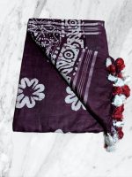 STB-SILK TEXTILES BHAGALPUR Women's Batik Print Linen Slub Saree With Runnig Blouse Piece - Image 4