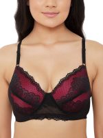Clovia Women's net Lightly Padded Wire Free Full Cup Coverage Bra