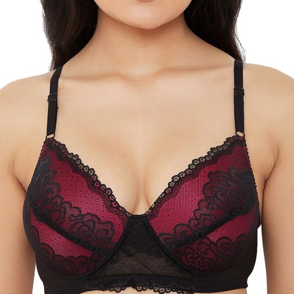 Clovia Women's net Lightly Padded Wire Free Full Cup Coverage Bra