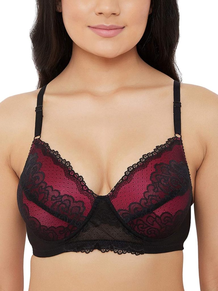 Clovia Women's net Lightly Padded Wire Free Full Cup Coverage Bra