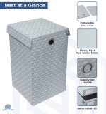 Homestrap Printed Foldable Laundry Basket/Bag Hamper with Lid and Handle| Cloth Storage Organiser For Bedroom, Bathroom, Kitchen Etc Capacity- (75LTR) (Grey)(Featured on Shark Tank) - Image 6