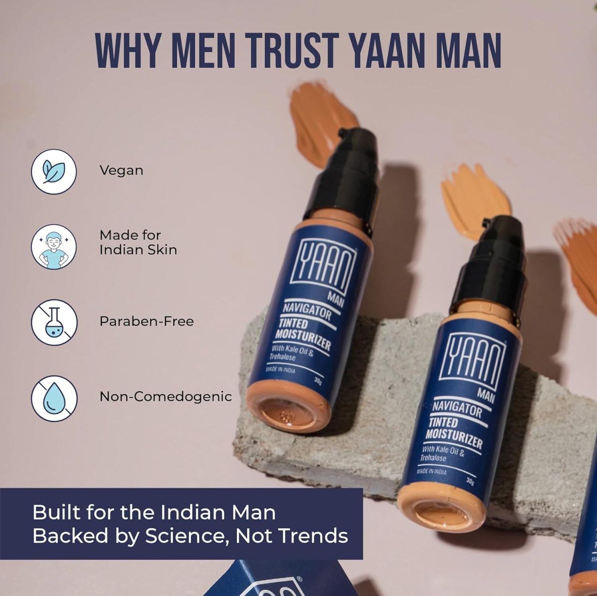 Yaanman Tinted Moisturizer For Men, 30Gm (Light) | Bb Cream | Improves Uneven Skin Tone| Hydrating And Light Weight, Non Sticky Makeup | With Kale Oil & Trehalose - Image 8