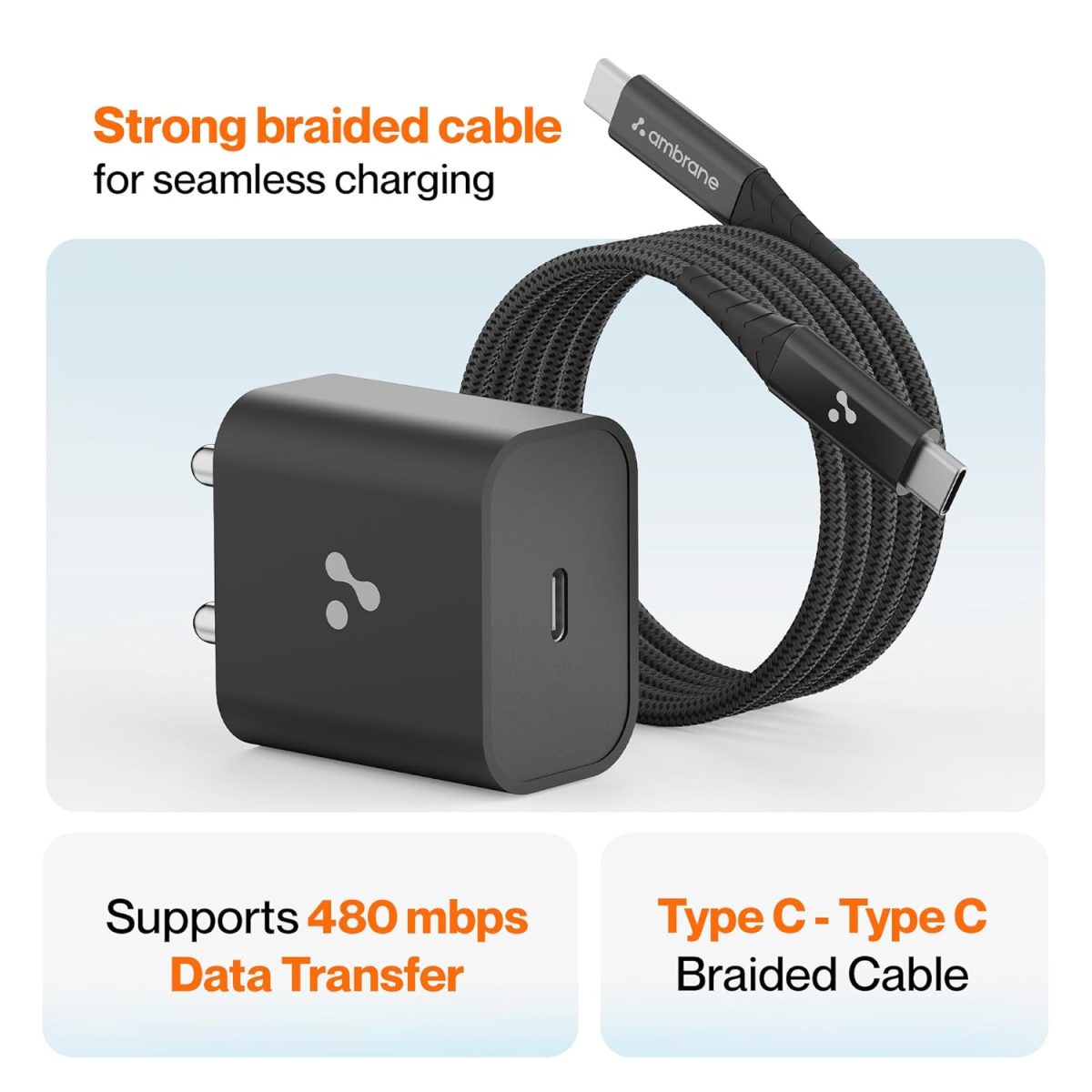 Ambrane 20W Type C Mobile Charger Adapter, Fast Charging for Android, iPhone 16/15/14/13/12/11/X (Pro,/Plus/Max Series), Samsung, Google Pixel & Oppo,Vivo Other Type C Enabled Devices, (M20,Black) - Image 4