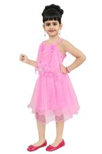 Chandrika Girls midi Knee Length Pink Sleeveless Party Dress - Image 2