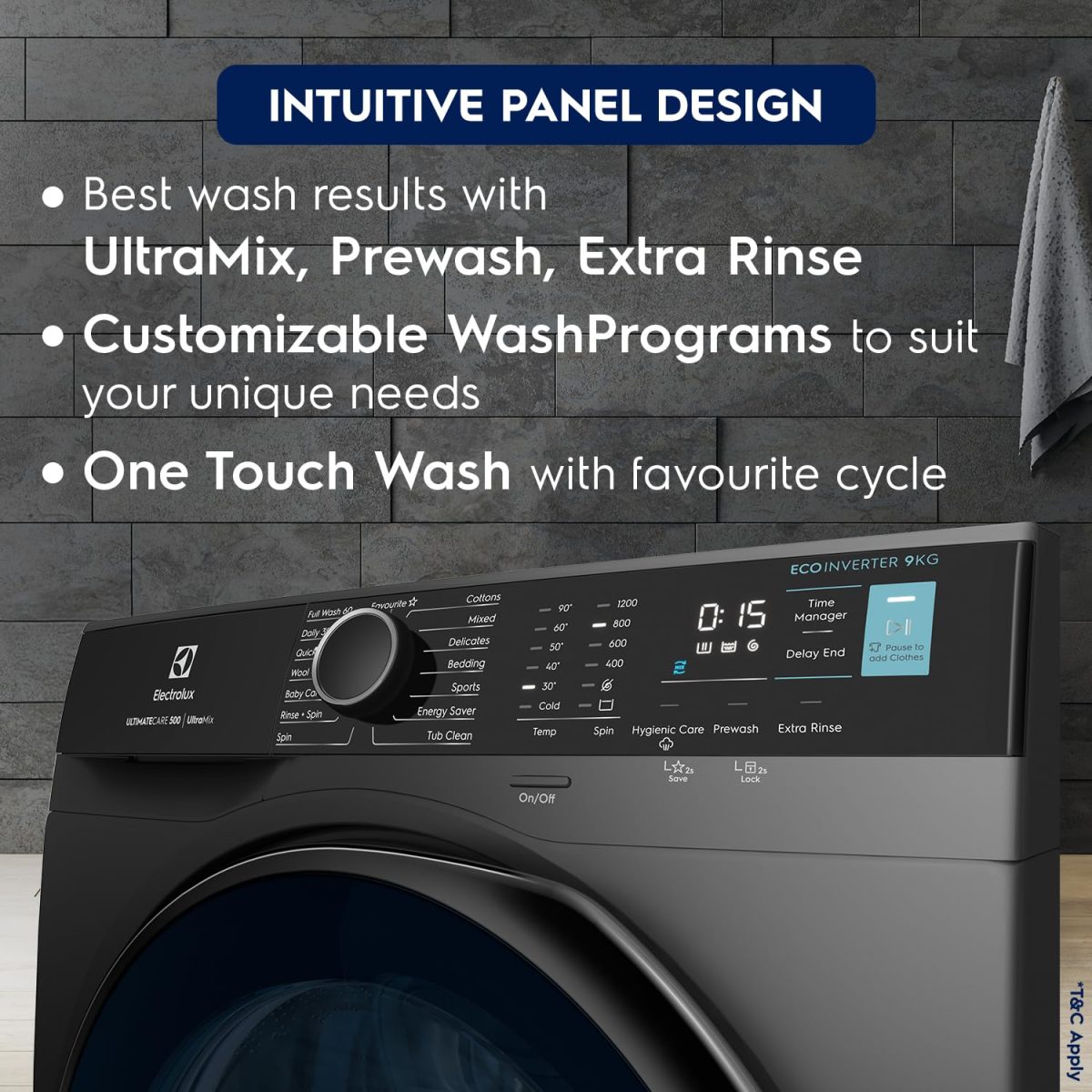 Electrolux 9kg 5 Star Fully Automatic Front Load Washing Machine with UltraMix, Full Load Vapour Wash for Sustainable Clothing, Hygienic Care, EcoInverter, Dark Silver, UltimateCare 500, EWF9024R5SB - Image 5